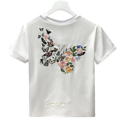 Camiseta Cuello Redondo Hombre con Bordado de Mariposas - Image 5