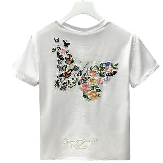 Camiseta Cuello Redondo Hombre con Bordado de Mariposas - Image 5