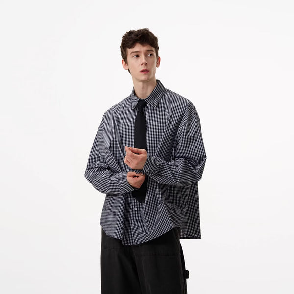 Camisa de Manga Larga a Cuadros para Hombre - Primavera y Otoño