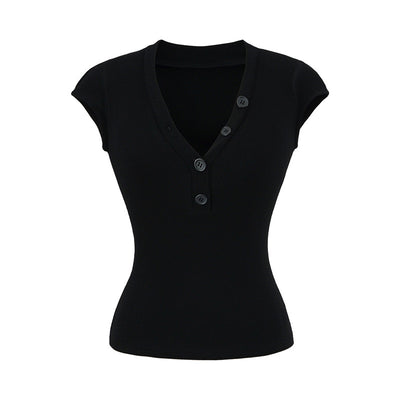 Playera Cuello V Ajustada de Manga Corta - Diseño Moderno y Favorecedor - Image 12