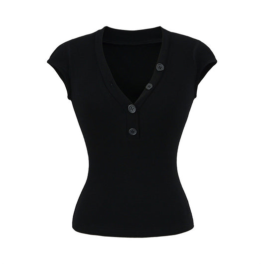 Playera Cuello V Ajustada de Manga Corta - Diseño Moderno y Favorecedor - Image 12