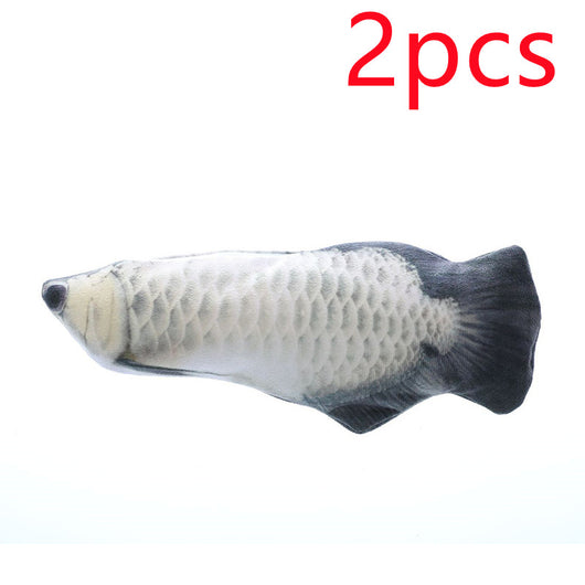 Three plush simulation fish cat toys with realistic blue and black scale patterns and black fins. - Image 11