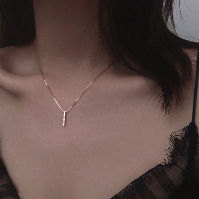 Collar de Plata Esterlina S925 con Barra Vertical de Diamantes Micro - Elegancia Temperamental para Mujer - Image 11
