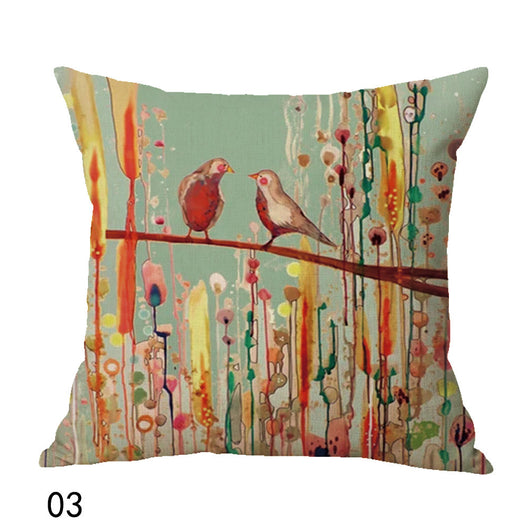 Funda de cojín con diseño de pájaro en óleo - Image 5