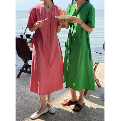 Vestido Camisero Mujer Cintura Alta con Cinturón - Elegancia Casual - Image 5