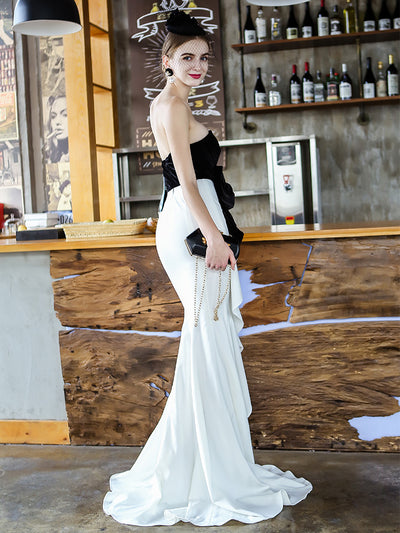 Vestido Fiesta Ajustado con Vuelo Sirena y Detalles de Contraste - Image 4
