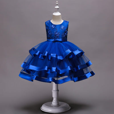Vestido Infantil con Mangas Abullonadas y Bordados Delicados - Image 2