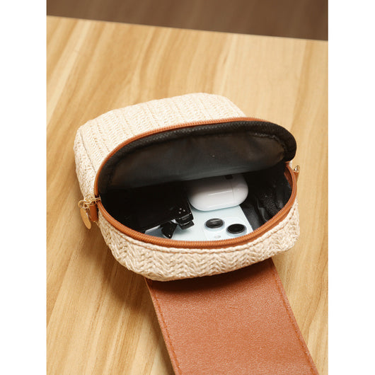 Bolsa para Teléfono de Paja con Perla y Borla Elegante - Image 5