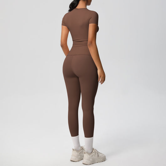 Conjunto Deportivo Mujer: Playera y Pantalón Yoga Cintura Alta - Image 41