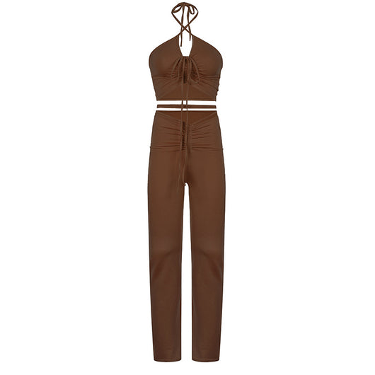 Conjunto Bandage Streetwear Azul Años 2000 - Top Halter y Pantalón Acampanado Cintura Alta - Image 13