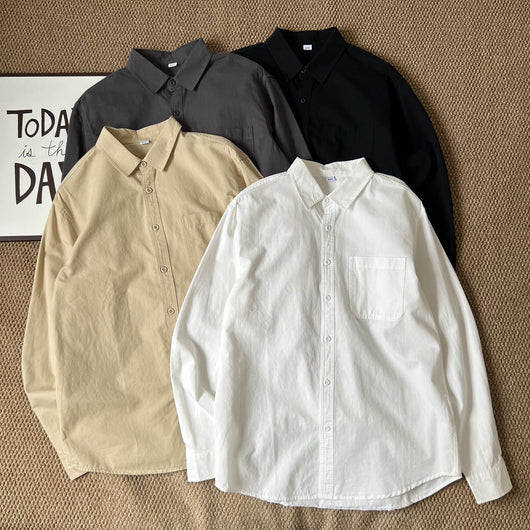 Camisa Casual Suelta Coreana de Manga Larga para Hombre