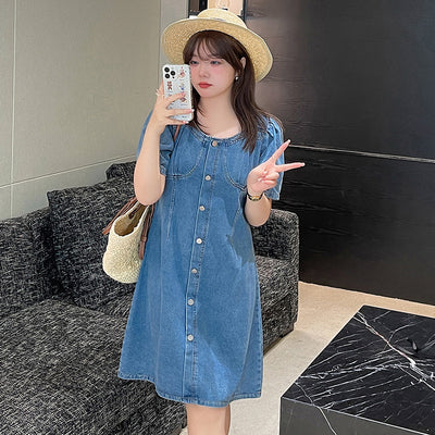 Vestido Denim Corto Slim Fit Talla Grande para Mujer Estilo Coreano - Image 10