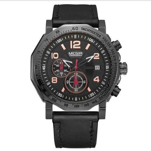 Reloj Deportivo Cronógrafo de Cuero para Hombre - Resistente al Agua - Image 10