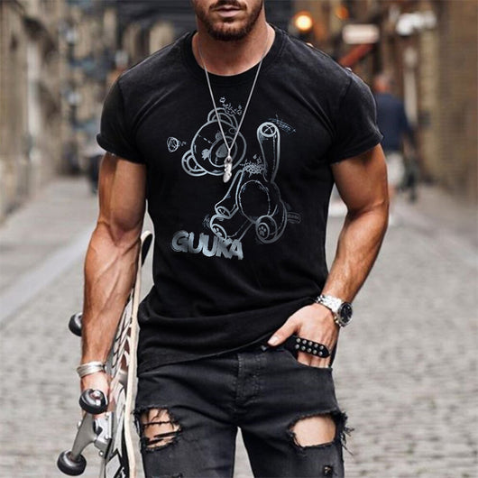 Camiseta Estampada Digital 3D Cuello Redondo Manga Corta - Image 10