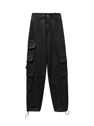 Pantalones Casuales Rectos de Cintura Alta con Cordón en Poliéster para Mujer - Image 5
