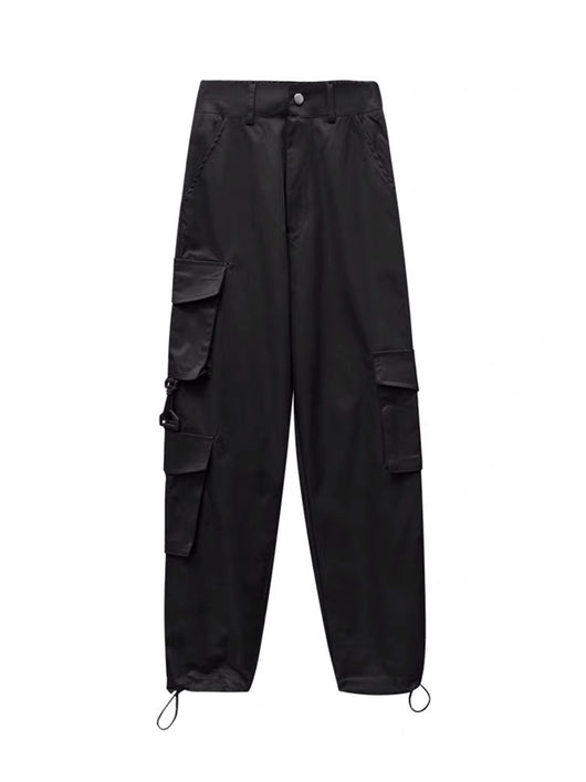 Pantalones Casuales Rectos de Cintura Alta con Cordón en Poliéster para Mujer - Image 5