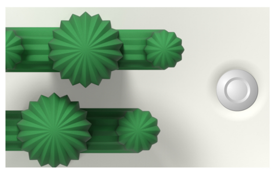 Transparent portable humidifier with a green cactus design on top, emitting mist on a wooden desk next to a laptop. - Image 10