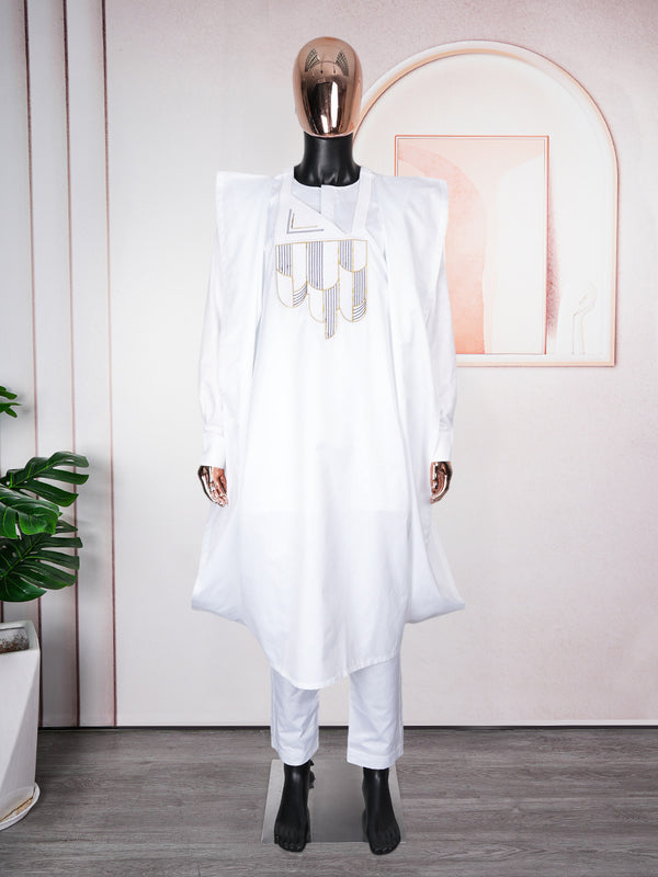 Conjunto de 3 Piezas Africano: Túnica, Pantalón y Accesorios Bordados - Image 6