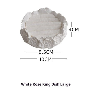 Bandeja Organizadora de Yeso Blanco con Diseño de Rosa - Image 4