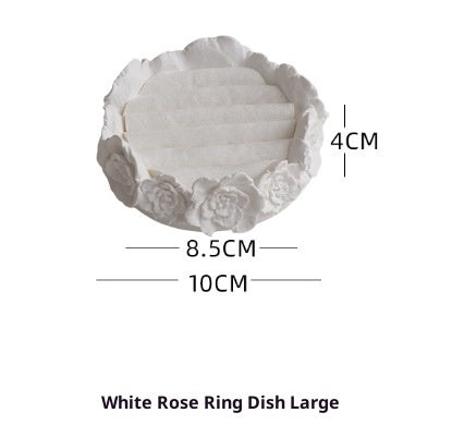 Bandeja Organizadora de Yeso Blanco con Diseño de Rosa - Image 4