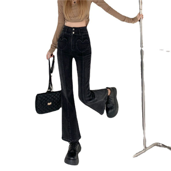 Pantalones Slim Microacampanados de Cintura Alta Hot Girl Love