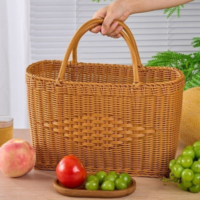 Canasta Tejida de Ratán para Compras, Frutas y Flores - Image 3