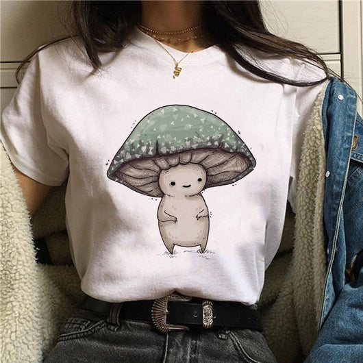 Playera Gato Caricatura con Hongos Halloween Manga Corta - Image 9