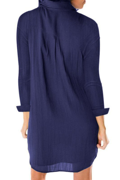 Vestido Camisero Holgado de Manga Larga con Bolsillos - Image 15