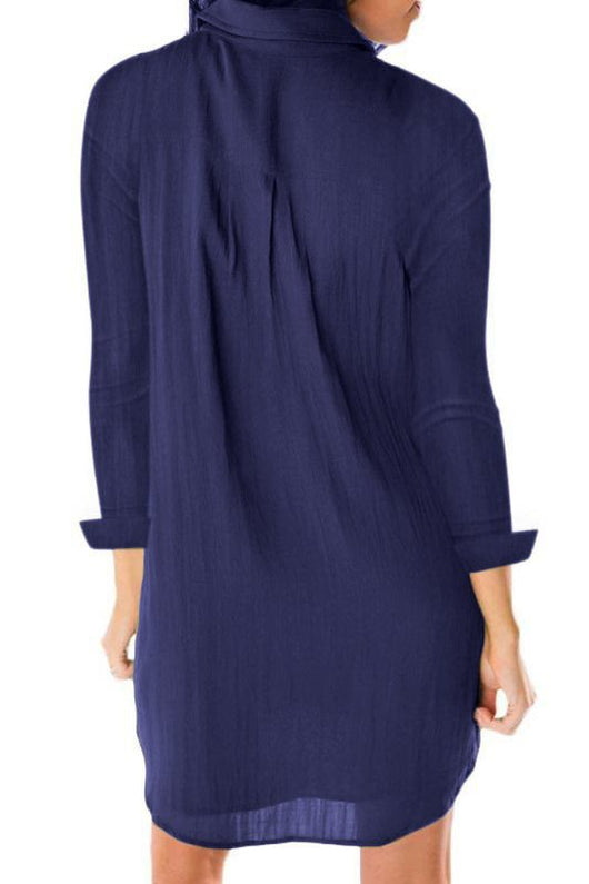 Vestido Camisero Holgado de Manga Larga con Bolsillos - Image 15