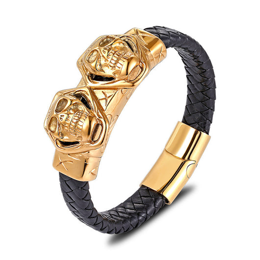Pulsera de Cuero Negro con Acero Titanio - Joyería Masculina Elegante - Image 20