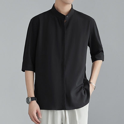 Camisa Estival Hombre Cuello Mao Manga Corta Transpirable - Image 14