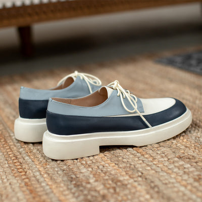 Mocasines Blancos de Cuero Genuino con Plataforma y Cordones - Image 5
