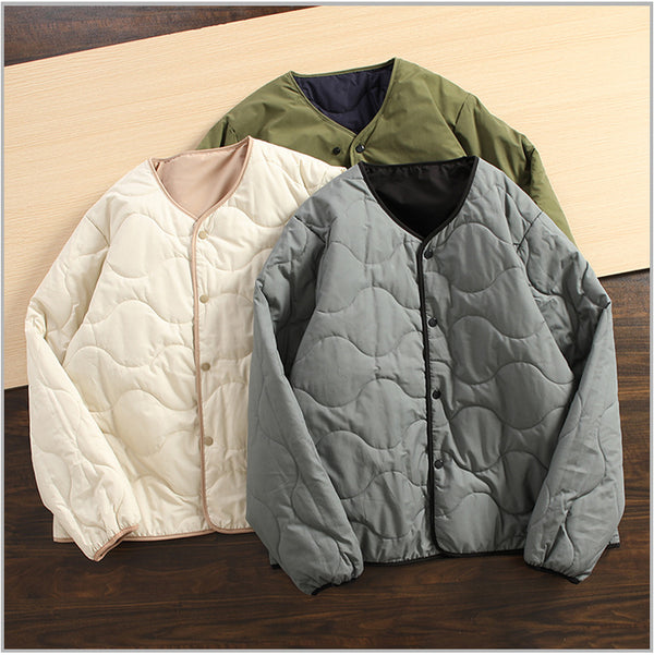 Abrigo de Algodón Reversible sin Cuello para Invierno