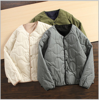 Abrigo de Algodón Reversible sin Cuello para Invierno