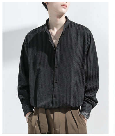 Camisa Casual Negra Texturizada Anti-Arrugas para Hombre - Image 7