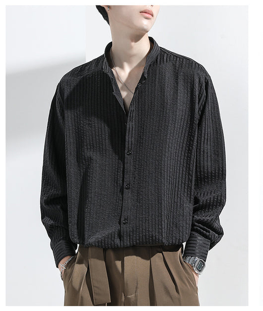 Camisa Casual Negra Texturizada Anti-Arrugas para Hombre - Image 7