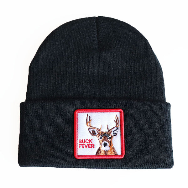 Gorro de Lana Tejido con Bordados de Animales para Invierno