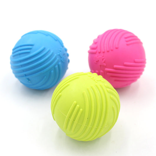 Sapphire blue TPR dog sound ball with a textured surface for teeth grinding and biting. - Image 9