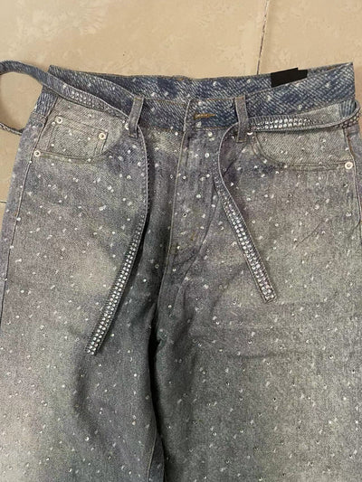 Jeans Holgados Estampado Diamante Efecto Vintage Apilados - Image 9