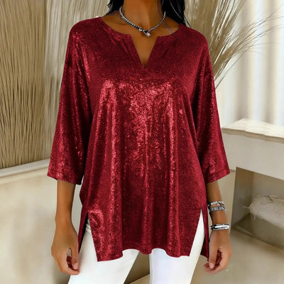 Blusa Navideña Brillante de Manga Larga para Mujer - Image 6