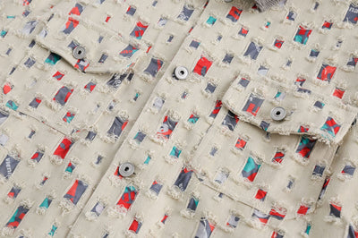 Chaqueta Camisa Vaquera Estilo Retro Americano con Costuras Desgastadas - Image 14