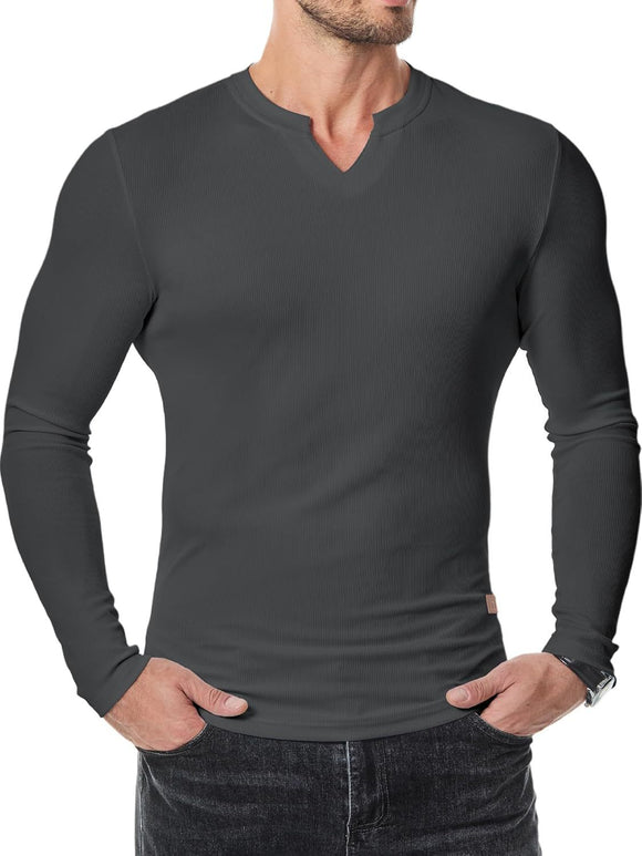Camiseta Manga Larga Hombre Otoño Invierno - Diseño Sólido Casual
