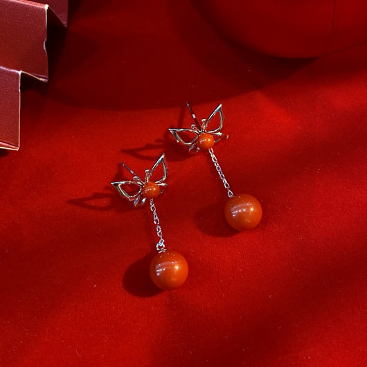 Aretes de Plata con Granado y Flor de Cerezo - Image 3