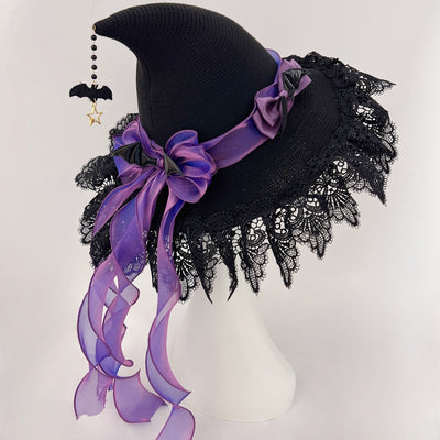 Sombrero Gótico Bruja Lolita de Encaje Hecho a Mano - Image 11