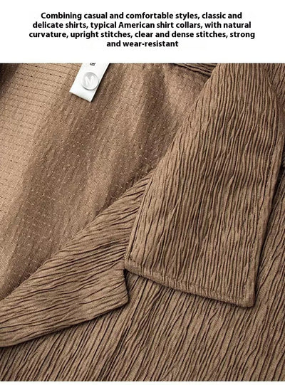 Camisa Manga Larga Cuello Cubano con Pliegues para Hombre - Image 18