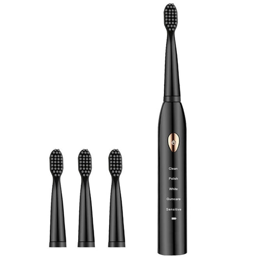 Four black soft-bristle replacement toothbrush heads for an automatic ultrasonic wave toothbrush. - Image 4