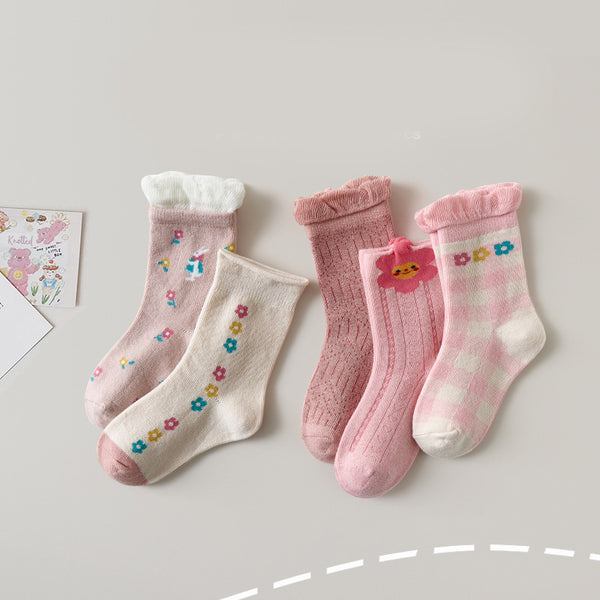 Calcetines Infantiles de Encaje Algodón Media Caña