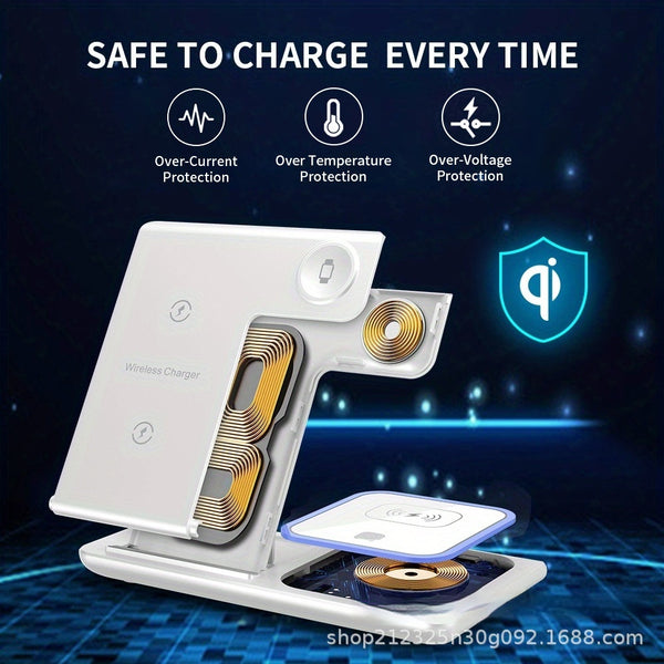Cargador Inalámbrico Múltiple 4 en 1 - Compatible con Smartphone, Reloj y Auriculares