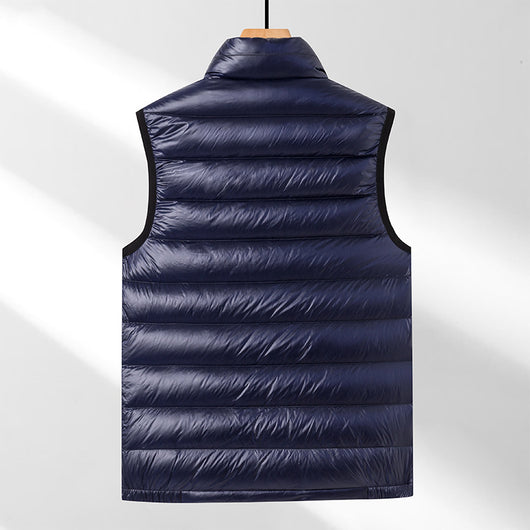 Chaleco Acolchado de Plumas de Ganso para Hombre - Cuello Alto Térmico - Image 3