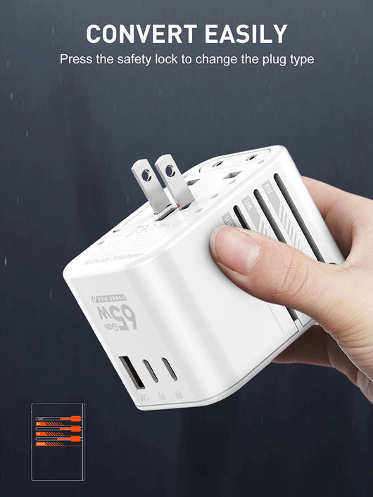 Cargador Rápido GaN 65W con Adaptador de Viaje Internacional - Image 16